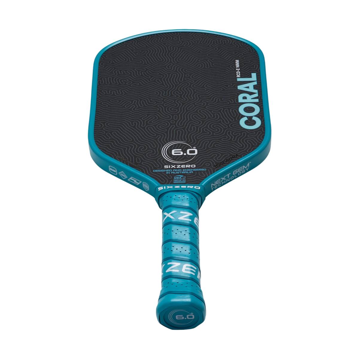 Six Zero Coral Elongated Carbon Fiber Pickleball Paddle: Image #466825