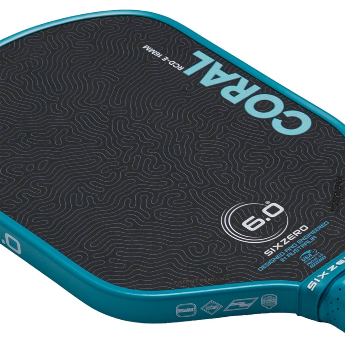 Six Zero Coral Elongated Carbon Fiber Pickleball Paddle: Image #466826
