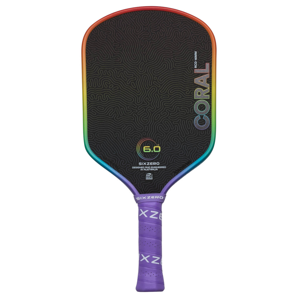 Six Zero Coral Hybrid Carbon Fiber Pickleball Paddle | JustPaddles.com