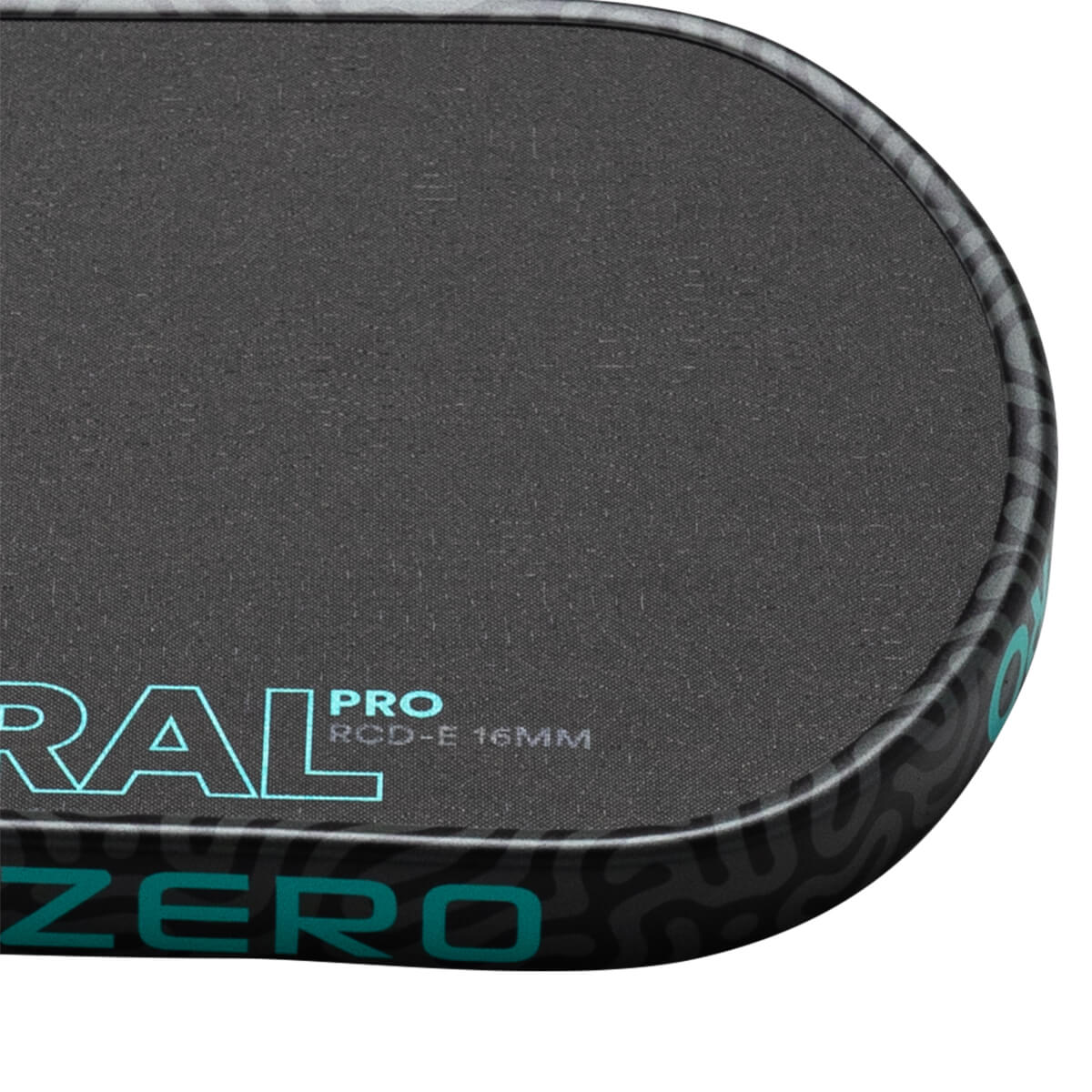 Corner view of a black pad with teal "ZERO" and "PRO RCD-E 16MM" text.
