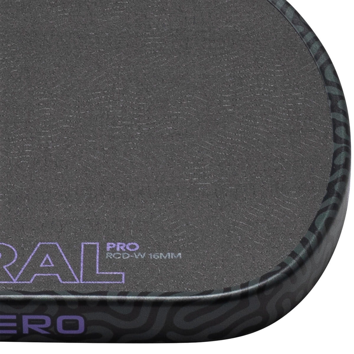Close-up of a paddle's textured surface with "PRO RCD-W 16MM" and "RAL" in purple lettering.