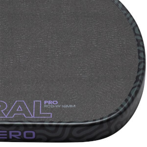 Close-up of a paddle's textured surface with "PRO RCD-W 16MM" and "RAL" in purple lettering.