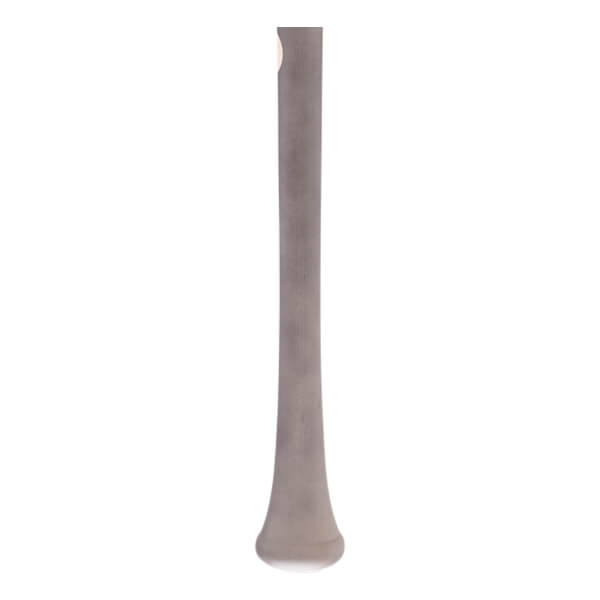 Side view of a dark gray baseball bat with a smooth finish and a flared knob.
