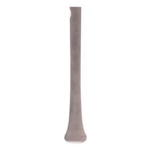 Side view of a dark gray baseball bat with a smooth finish and a flared knob.