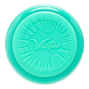 Top-down view of a mint green bat end cap with an embossed Victus logo and a textured circular design.