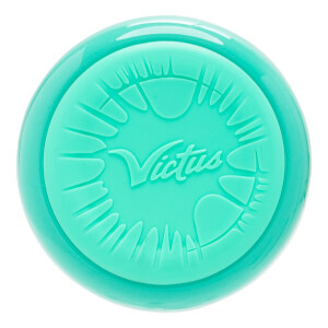 Top-down view of a mint baseball bat end cap with an embossed Victus logo and a textured burst design.