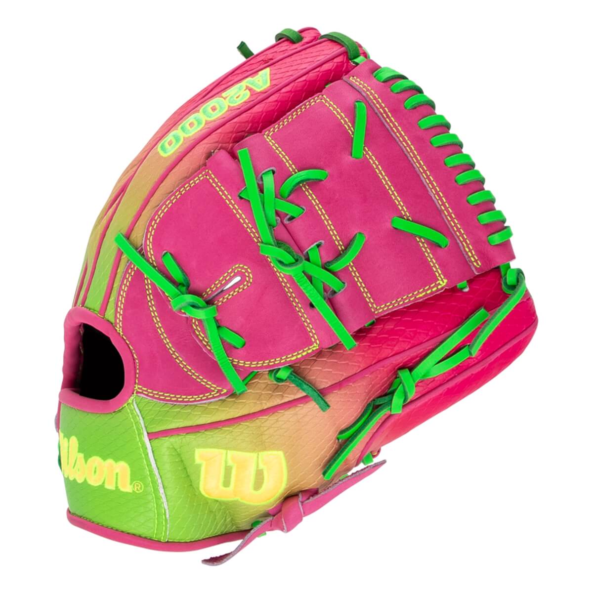 Wilson A2000 B2 Omaha Cherry Limeade 12" Baseball Glove: WBW10408112: Image #462092