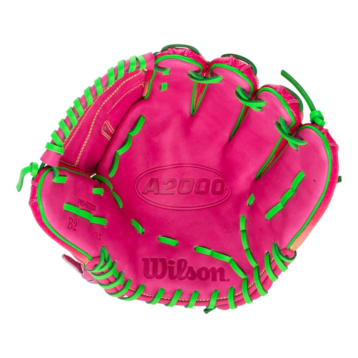 Wilson A2000 B2 Omaha Cherry Limeade 12" Baseball Glove: WBW10408112: Image #462095