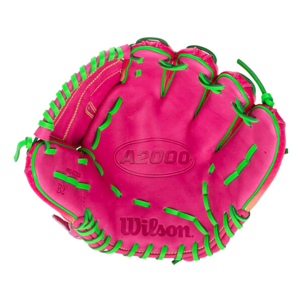 Wilson A2000 B2 Omaha Cherry Limeade 12" Baseball Glove: WBW10408112: Image #462095